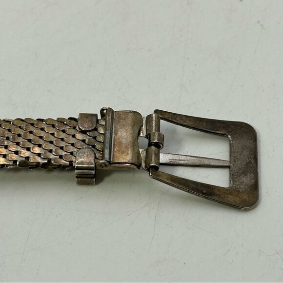 SILVER TONE metal belt 36”-38” adjustable single pin mesh - Picture 8 of 12